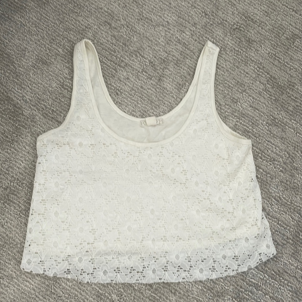 Forever 21 Off-White Floral Lace Tank Top